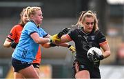 23 March 2024; Armagh goalkeeper Brianna Mathers in action against Carla Rowe of Dublin during the Lidl LGFA National League Division 1 match between Armagh and Dublin at BOX-IT Athletic Grounds in Armagh. Photo by Ben McShane/Sportsfile