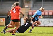 23 March 2024; Carla Rowe of Dublin gets around Armagh goalkeeper Brianna Mathers on her way to score her side's fourth goal during the Lidl LGFA National League Division 1 match between Armagh and Dublin at BOX-IT Athletic Grounds in Armagh. Photo by Ben McShane/Sportsfile