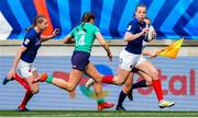 23 March 2024; Marine Menager of France on her way to scoring her side's second try during the Women's Six Nations Rugby Championship match between France and Ireland at Stade Marie-Marvingt in Le Mans, France. Photo by Hugo Pfeiffer/Sportsfile