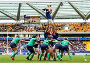 23 March 2024; Manaé Feleu of France wins possession in a line-out during the Women's Six Nations Rugby Championship match between France and Ireland at Stade Marie-Marvingt in Le Mans, France. Photo by Hugo Pfeiffer/Sportsfile
