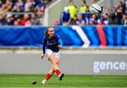 23 March 2024; Lina Queyroi of France kicks a conversion during the Women's Six Nations Rugby Championship match between France and Ireland at Stade Marie-Marvingt in Le Mans, France. Photo by Hugo Pfeiffer/Sportsfile
