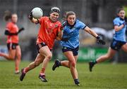 23 March 2024; Lauren McConville of Armagh in action against Niamh Donlon of Dublin during the Lidl LGFA National League Division 1 match between Armagh and Dublin at BOX-IT Athletic Grounds in Armagh. Photo by Ben McShane/Sportsfile