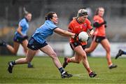 23 March 2024; Lauren McConville of Armagh in action against Annabelle Timothy of Dublin during the Lidl LGFA National League Division 1 match between Armagh and Dublin at BOX-IT Athletic Grounds in Armagh. Photo by Ben McShane/Sportsfile