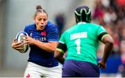 23 March 2024; Assia Khalfaoui of France in action against Linda Djougang of Ireland during the Women's Six Nations Rugby Championship match between France and Ireland at Stade Marie-Marvingt in Le Mans, France. Photo by Hugo Pfeiffer/Sportsfile