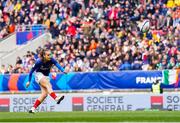 23 March 2024; Lina Queyroi of France kicks a conversion during the Women's Six Nations Rugby Championship match between France and Ireland at Stade Marie-Marvingt in Le Mans, France. Photo by Hugo Pfeiffer/Sportsfile