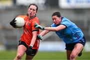 23 March 2024; Niamh Reel of Armagh in action against Hannah McGinnis of Dublin during the Lidl LGFA National League Division 1 match between Armagh and Dublin at BOX-IT Athletic Grounds in Armagh. Photo by Ben McShane/Sportsfile