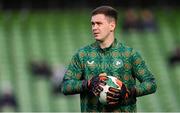 23 March 2024; Republic of Ireland goalkeeper Brian Maher before the international friendly match between Republic of Ireland and Belgium at the Aviva Stadium in Dublin. Photo by Stephen McCarthy/Sportsfile