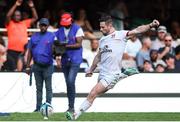 23 March 2024; John Cooney of Ulster kicks a conversion but it goes wide of the posts during the United Rugby Championship match between Hollywoodbets Sharks and Ulster at Hollywoodbets Kings Park in Durban, South Africa. Photo by Shaun Roy/Sportsfile