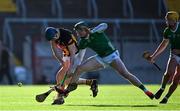 23 March 2024; John Donnelly of Kilkenny breaks his hurley in a clash for possession with William O'Donoghue of Limerick during the Allianz Hurling League Division 1 semi-final match between Limerick and Kilkenny at SuperValu Páirc Ui Chaoimh in Cork. Photo by Brendan Moran/Sportsfile