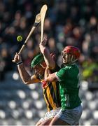 23 March 2024; Eoin Cody of Kilkenny in action against Barry Nash of Limerick during the Allianz Hurling League Division 1 semi-final match between Limerick and Kilkenny at SuperValu Páirc Ui Chaoimh in Cork. Photo by Brendan Moran/Sportsfile