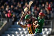 23 March 2024; Eoin Cody of Kilkenny in action against Barry Nash of Limerick during the Allianz Hurling League Division 1 semi-final match between Limerick and Kilkenny at SuperValu Páirc Ui Chaoimh in Cork. Photo by Brendan Moran/Sportsfile