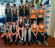 23 March 2024; Medalists in the boys under 16 4x200m relay during day one of the 123.ie National Juvenile Indoor Championships at the TUS International Arena in Athlone. Photo by Stephen Marken/Sportsfile