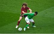 23 March 2024; Chiedozie Ogbene of Republic of Ireland in action against Wout Faes of Belgium during the international friendly match between Republic of Ireland and Belgium at the Aviva Stadium in Dublin. Photo by David Fitzgerald/Sportsfile
