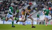 23 March 2024; Adrian Mullen of Kilkenny races clear of Cian Lynch of Limerick during the Allianz Hurling League Division 1 semi-final match between Limerick and Kilkenny at SuperValu Páirc Ui Chaoimh in Cork. Photo by Brendan Moran/Sportsfile