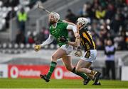 23 March 2024; Cian Lynch of Limerick is tackled by Jordan Molloy of Kilkenny during the Allianz Hurling League Division 1 semi-final match between Limerick and Kilkenny at SuperValu Páirc Ui Chaoimh in Cork. Photo by Brendan Moran/Sportsfile