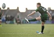 23 March 2024; JJ Hanrahan of Connacht takes a conversion during the United Rugby Championship match between Connacht and Emirates Lions at Dexcom Stadium in Galway. Photo by Piaras Ó Mídheach/Sportsfile