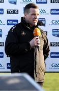 23 March 2024; Louth manager Ger Brennan is interviewed by TG4 before the Allianz Football League Division 2 match between Kildare and Louth at Netwatch Cullen Park in Carlow. Photo by Michael P Ryan/Sportsfile