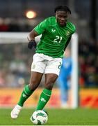 23 March 2024; Festy Ebosele of Republic of Ireland during the international friendly match between Republic of Ireland and Belgium at the Aviva Stadium in Dublin. Photo by Stephen McCarthy/Sportsfile