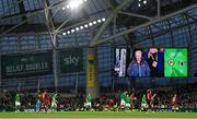 23 March 2024; Republic of Ireland technical advisor Brian Kerr on the stadium screen during the international friendly match between Republic of Ireland and Belgium at the Aviva Stadium in Dublin. Photo by Stephen McCarthy/Sportsfile