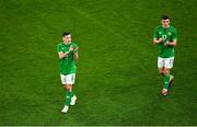23 March 2024; Josh Cullen, left, and Jason Knight of Republic of Ireland after the international friendly match between Republic of Ireland and Belgium at the Aviva Stadium in Dublin. Photo by David Fitzgerald/Sportsfile