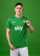 18 March 2024; Jamie McGrath poses for a portrait during a Republic of Ireland portrait session at Castleknock Hotel in Dublin. Photo by Stephen McCarthy/Sportsfile