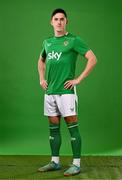 18 March 2024; Jamie McGrath poses for a portrait during a Republic of Ireland portrait session at Castleknock Hotel in Dublin. Photo by Stephen McCarthy/Sportsfile