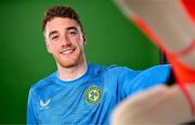 18 March 2024; Goalkeeper Mark Travers poses for a portrait during a Republic of Ireland portrait session at Castleknock Hotel in Dublin. Photo by Stephen McCarthy/Sportsfile