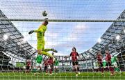 23 March 2024; Belgium goalkeeper Matz Sels makes a save during the international friendly match between Republic of Ireland and Belgium at the Aviva Stadium in Dublin. Photo by Stephen McCarthy/Sportsfile