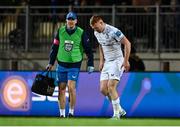 23 March 2024; Ciarán Frawley of Leinster with Leinster head physiotherapist Garreth Farrell during the United Rugby Championship match between Zebre Parma and Leinster at Stadio Sergio Lanfranchi in Parma, Italy. Photo by Harry Murphy/Sportsfile