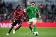23 March 2024; Robbie Brady of Republic of Ireland during the international friendly match between Republic of Ireland and Belgium at the Aviva Stadium in Dublin. Photo by Seb Daly/Sportsfile