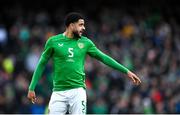 23 March 2024; Andrew Omobamidele of Republic of Ireland during the international friendly match between Republic of Ireland and Belgium at the Aviva Stadium in Dublin. Photo by Seb Daly/Sportsfile