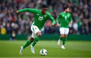 23 March 2024; Chiedozie Ogbene of Republic of Ireland during the international friendly match between Republic of Ireland and Belgium at the Aviva Stadium in Dublin. Photo by Seb Daly/Sportsfile