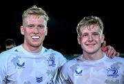 23 March 2024; Brothers Jamie Osborne and Andrew Osborne of Leinster after Andrew made his Leinster debut in the United Rugby Championship match between Zebre Parma and Leinster at Stadio Sergio Lanfranchi in Parma, Italy. Photo by Harry Murphy/Sportsfile