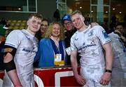 23 March 2024; Andrew Osborne of Leinster with his mother Fiona, father Joe, borther and teammate Jamie Osborne and aunty Kiera Byrne after making his Leinster debut in the United Rugby Championship match between Zebre Parma and Leinster at Stadio Sergio Lanfranchi in Parma, Italy. Photo by Harry Murphy/Sportsfile