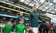 23 March 2024; Dara O'Shea of Republic of Ireland walks out before the international friendly match between Republic of Ireland and Belgium at the Aviva Stadium in Dublin. Photo by Stephen McCarthy/Sportsfile