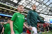 23 March 2024; Sammie Szmodics of Republic of Ireland walks out before the international friendly match between Republic of Ireland and Belgium at the Aviva Stadium in Dublin. Photo by Stephen McCarthy/Sportsfile