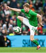 23 March 2024; Nathan Collins of Republic of Ireland during the international friendly match between Republic of Ireland and Belgium at the Aviva Stadium in Dublin. Photo by Stephen McCarthy/Sportsfile
