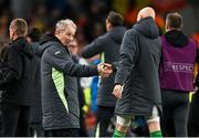 23 March 2024; Republic of Ireland technical advisor Brian Kerr and Will Smallbone after the international friendly match between Republic of Ireland and Belgium at the Aviva Stadium in Dublin. Photo by Stephen McCarthy/Sportsfile
