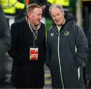 23 March 2024; Professor Stephen Eustace and Republic of Ireland technical advisor Brian Kerr, right, after the international friendly match between Republic of Ireland and Belgium at the Aviva Stadium in Dublin. Photo by Stephen McCarthy/Sportsfile