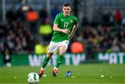 23 March 2024; Jason Knight of Republic of Ireland during the international friendly match between Republic of Ireland and Belgium at the Aviva Stadium in Dublin. Photo by Stephen McCarthy/Sportsfile