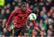 23 March 2024; Amadou Onana of Belgium during the international friendly match between Republic of Ireland and Belgium at the Aviva Stadium in Dublin. Photo by Stephen McCarthy/Sportsfile