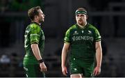 23 March 2024; Connacht players Jordan Duggan, right, and Jack Carty after their side's defeat in the United Rugby Championship match between Connacht and Emirates Lions at Dexcom Stadium in Galway. Photo by Piaras Ó Mídheach/Sportsfile
