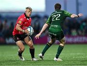 23 March 2024; JC Pretorius of Emirates Lions in action against Jack Carty of Connacht during the United Rugby Championship match between Connacht and Emirates Lions at Dexcom Stadium in Galway. Photo by Piaras Ó Mídheach/Sportsfile