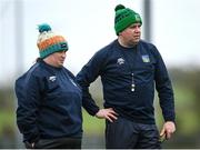 24 March 2024; Limerick joint manager Mike Quilligan, right, and mentor Sile Moynihan before the Lidl LGFA National League Division 4 semi-final match between Leitrim and Limerick at Pádraig Pearses GAA Club in Roscommon. Photo by Seb Daly/Sportsfile
