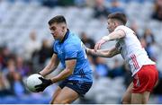 24 March 2024; Lorcan O'Dell of Dublin in action against Niall Devlin of Tyrone during the Allianz Football League Division 1 match between Dublin and Tyrone at Croke Park in Dublin. Photo by Shauna Clinton/Sportsfile