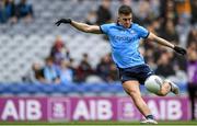 24 March 2024; Lorcan O'Dell of Dublin has a shot on goal during the Allianz Football League Division 1 match between Dublin and Tyrone at Croke Park in Dublin. Photo by Shauna Clinton/Sportsfile