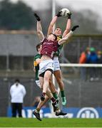 24 March 2024; Joe O'Connor of Kerry fields a kickout ahead of Cein Darcy of Galway during the Allianz Football League Division 1 match between Kerry and Galway at Fitzgerald Stadium in Killarney, Kerry. Photo by Brendan Moran/Sportsfile