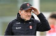 24 March 2024; Derry manager Mickey Harte before the Allianz Football League Division 1 match between Derry and Roscommon at Celtic Park in Derry. Photo by Ramsey Cardy/Sportsfile