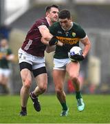 24 March 2024; Joe O'Connor of Kerry is tackled by Cein Darcy of Galway during the Allianz Football League Division 1 match between Kerry and Galway at Fitzgerald Stadium in Killarney, Kerry. Photo by Brendan Moran/Sportsfile