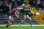 24 March 2024; Seán O'Shea of Kerry in action against Liam Silke of Galway during the Allianz Football League Division 1 match between Kerry and Galway at Fitzgerald Stadium in Killarney, Kerry. Photo by Brendan Moran/Sportsfile